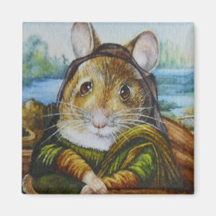 Mona Lisa Mouse Parody Watercolor Art Magnet