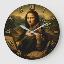 Mona Lisa Musician Funny Violin Player Stor Klocka