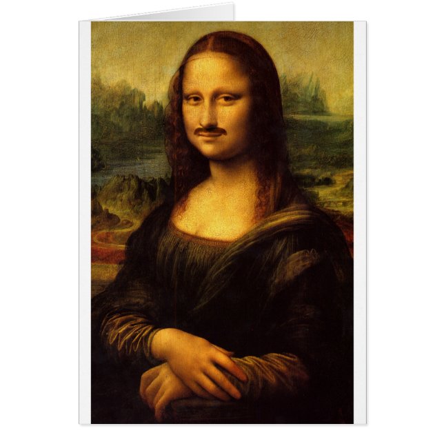 Mona lisa mustasch hälsningskort (Framsidan)