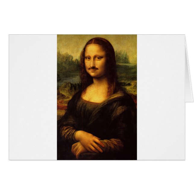 Mona lisa mustasch hälsningskort (Framsidan Horizontal)