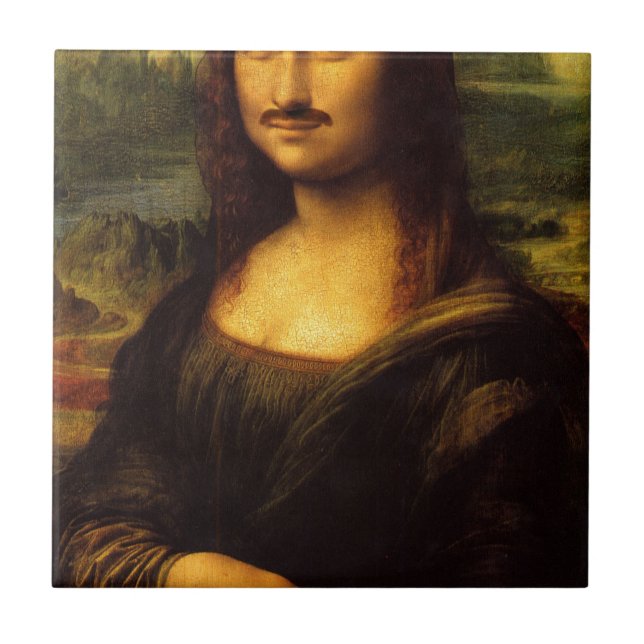 Mona lisa mustasch kakelplatta (Framsidan)
