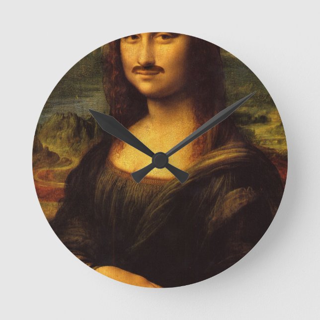 Mona lisa mustasch rund klocka (Framsida)