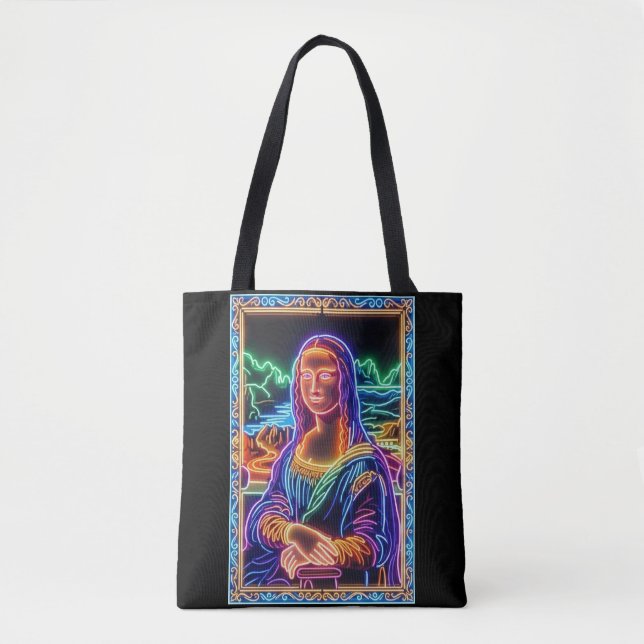 Mona Lisa Neonljus Porträttdesign Tygkasse (Framsida)
