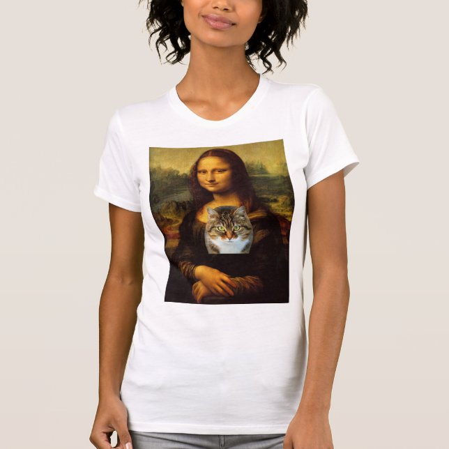 Mona Lisa och henne katt, T-tröja T-shirt (Framsida)