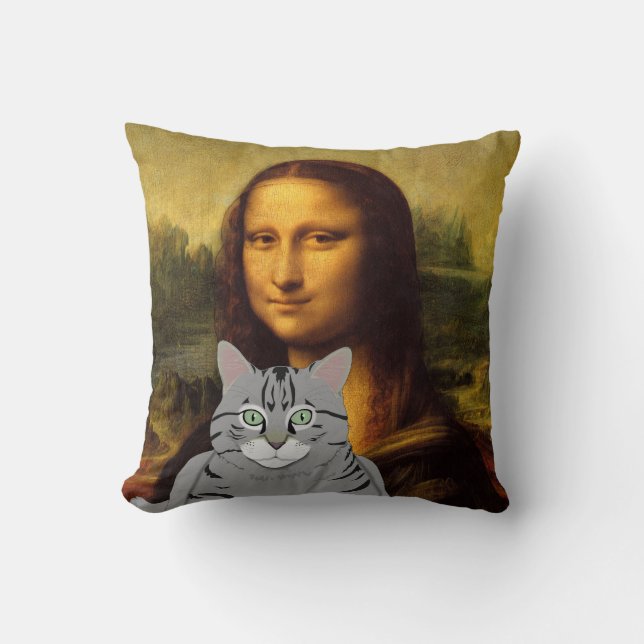 Mona Lisa och henne katten kudder Kudde (Framsida)