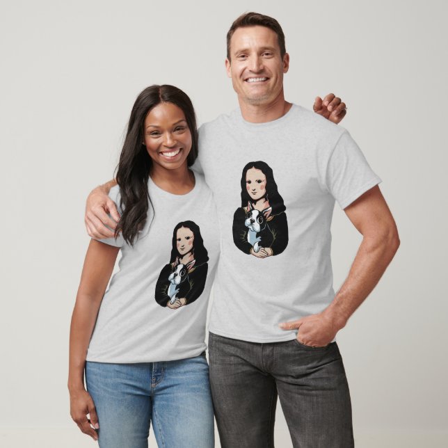 Mona Lisa och Hennes Boston Terrier T Shirt (Unisex)