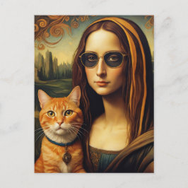 Mona Lisa och Hennes Ginger Cat Vykort