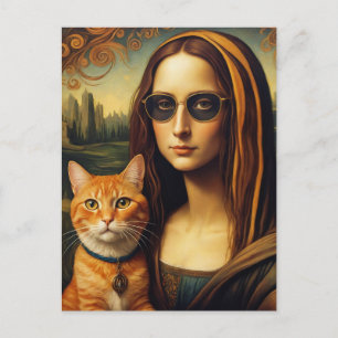 Mona Lisa och Hennes Ginger Cat Vykort