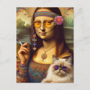 Mona Lisa och hennes Himalayan Cat Smoking Vykort