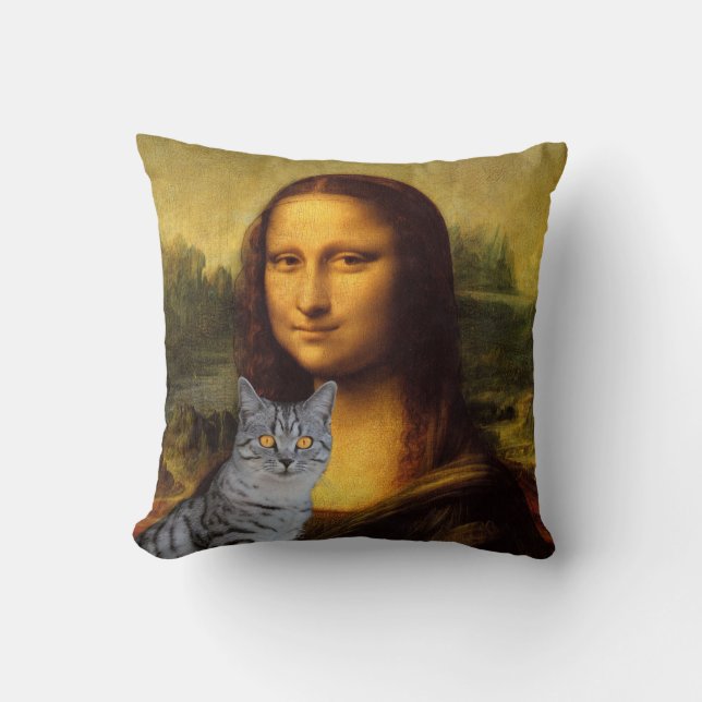 Mona Lisa och hennes katt Pillow Kudde (Framsida)