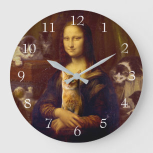 Mona Lisa och hennes katt Stor Klocka