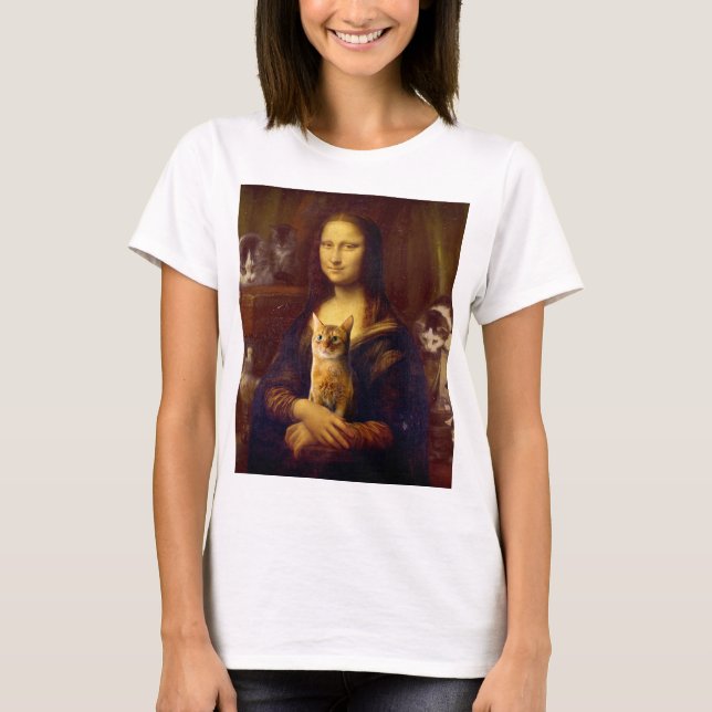 Mona Lisa och hennes katt T Shirt (Framsida)