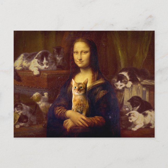Mona Lisa och hennes katt Vykort (Framsida)