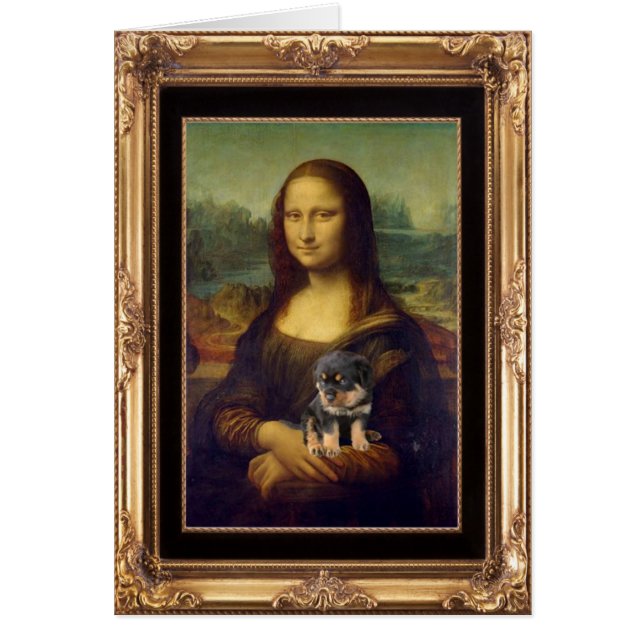 Mona Lisa och Hennes Rottweiler Hälsningskort (Framsidan)