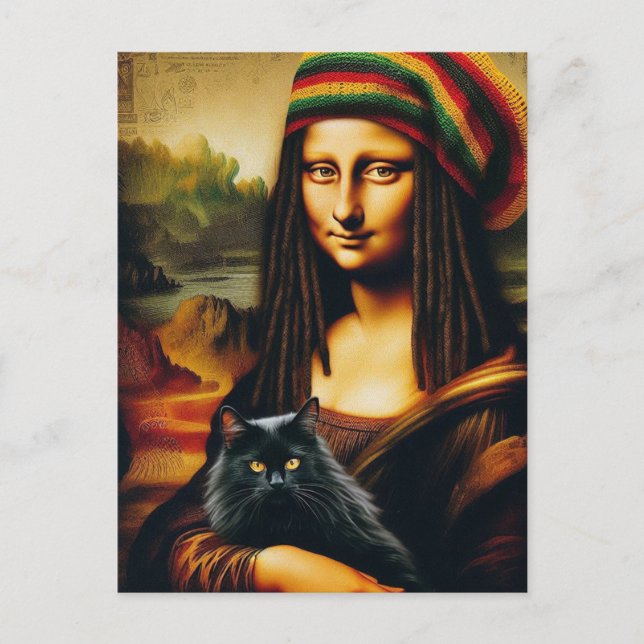 Mona Lisa och Hennes svarta katt Vykort (Framsida)
