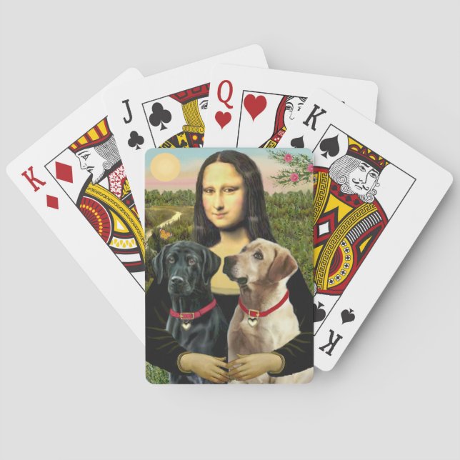 Mona Lisa och hennes svarta labrador och yellow la Spelkort (Baksidan)