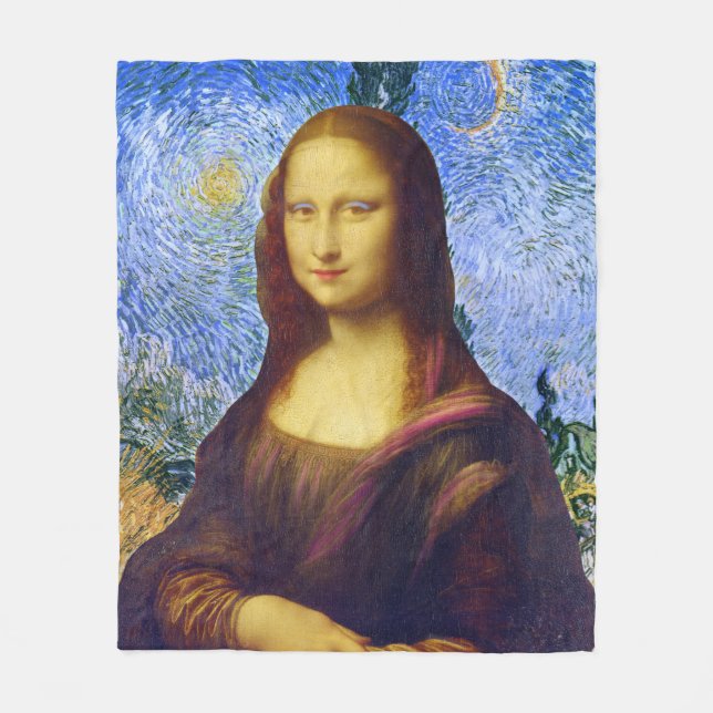 Mona Lisa och Van Gogh Fleecefilt (Framsidan)