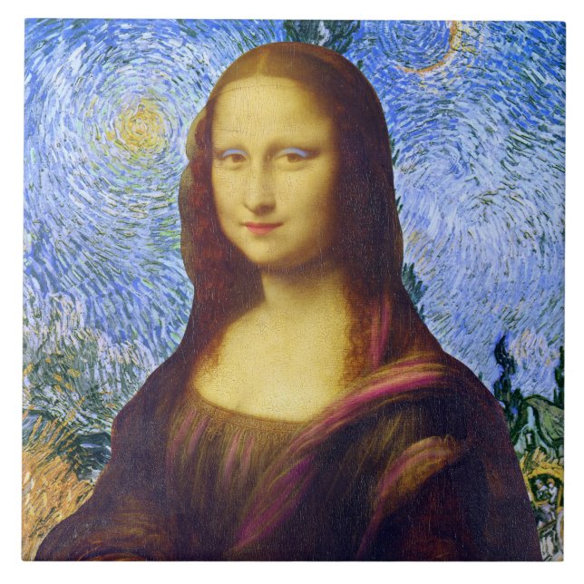Mona Lisa och Van Gogh Kakelplatta (Framsidan)