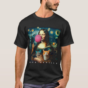 Mona Lisa och Van Gogh med katter. Da Vinci & Star T Shirt