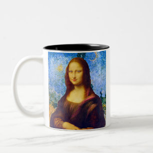 Mona Lisa och Van Gogh Två-Tonad Mugg
