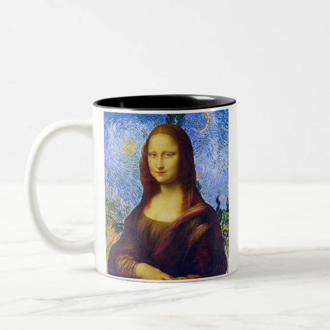 Mona Lisa och Van Gogh Två-Tonad Mugg (Vänster)