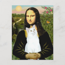 Mona Lisa och White cat Vykort