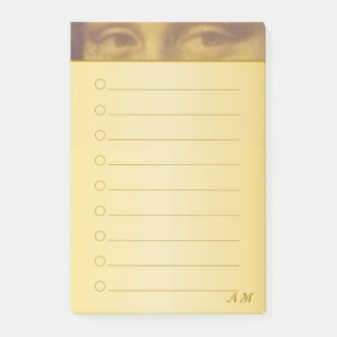 Mona Lisa-ögon & monogram på guldbakgrund Post-it Block