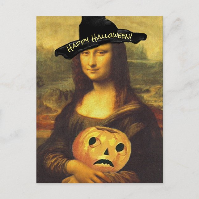 Mona Lisa Original Witch Happy halloween PC roligt Vykort (Framsida)
