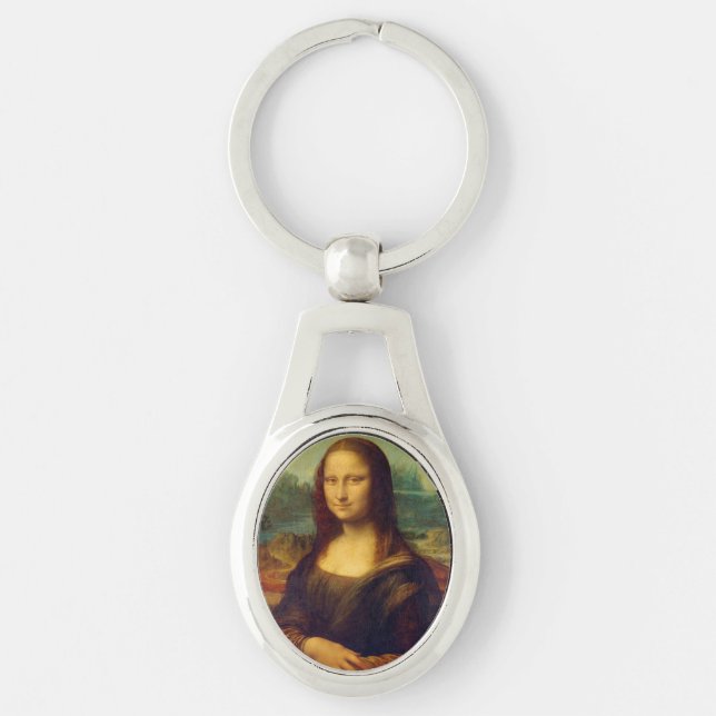Mona Lisa Ovalt Silverfärgad Nyckelring (Framsidan)