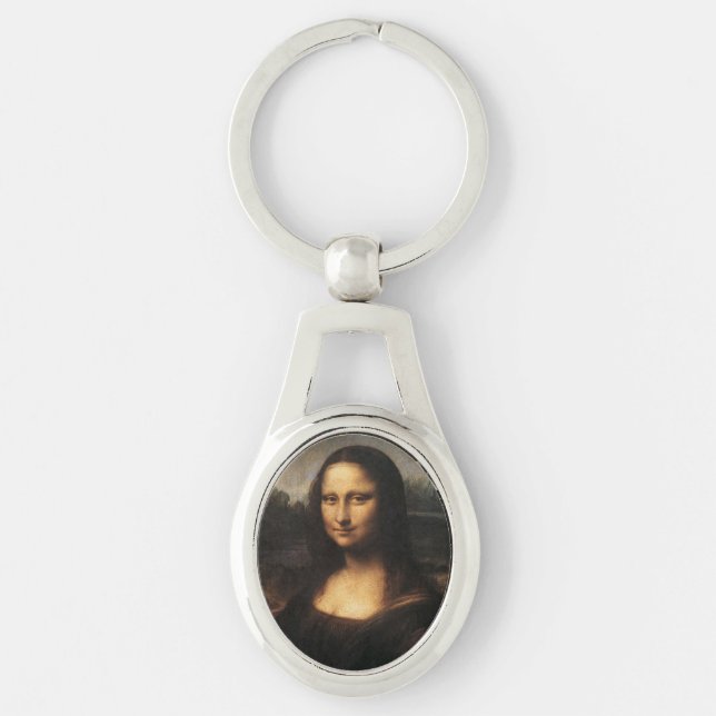 Mona Lisa Ovalt Silverfärgad Nyckelring (Framsidan)