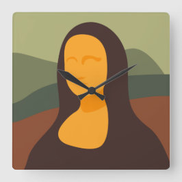 Mona Lisa Painting Art Square Wall Clock Fyrkantig Klocka