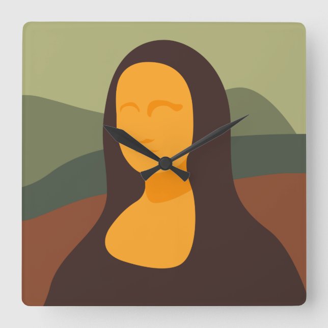 Mona Lisa Painting Art Square Wall Clock Fyrkantig Klocka (Framsida)