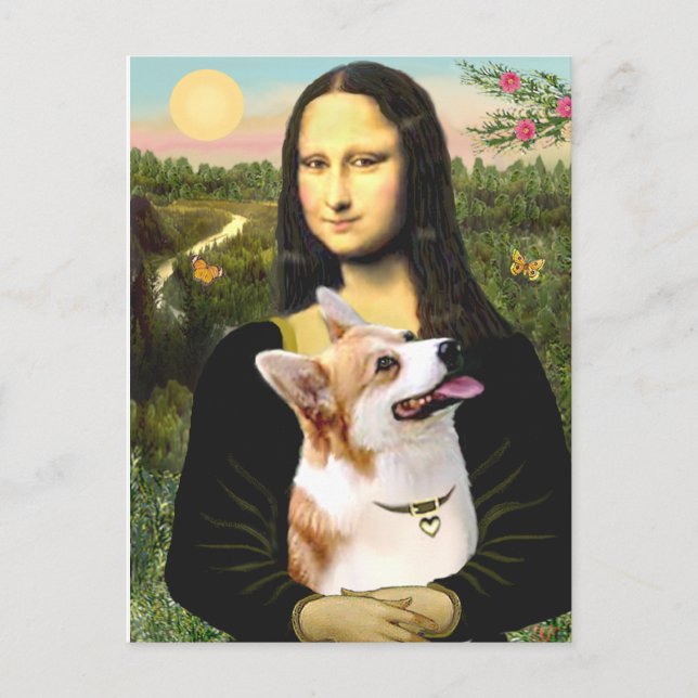 Mona Lisa - Pembroke Welsh Corgi 7b Vykort (Framsida)