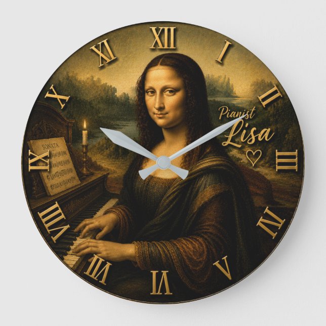 Mona Lisa Pianist Stor Klocka (Framsida)