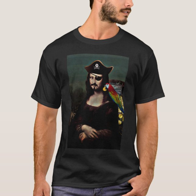 Mona Lisa Pirat kapten med Mustache T Shirt (Framsida)