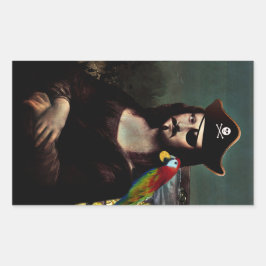 Mona Lisa Pirat med Mustache Rektangulärt Klistermärke