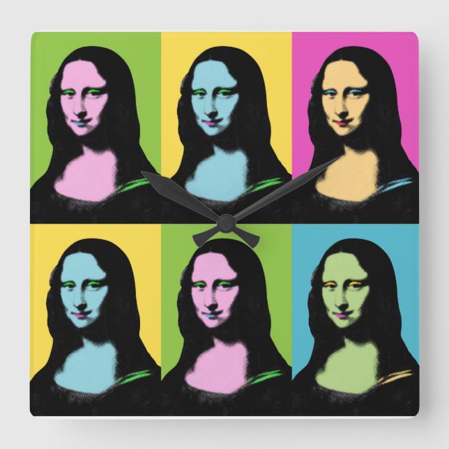 Mona Lisa - Pop Art Stil  Fyrkantig Klocka (Framsida)