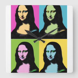 Mona Lisa - Pop Art Stil Fyrkantig Klocka