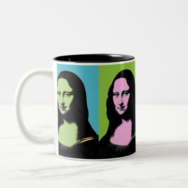 Mona Lisa - Pop Art Stil Två-Tonad Mugg (Vänster)