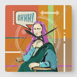 Mona Lisa Popart Fyrkantig Klocka