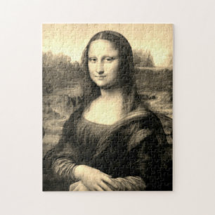 Mona Lisa Porträtt Sepia Brown Pussel
