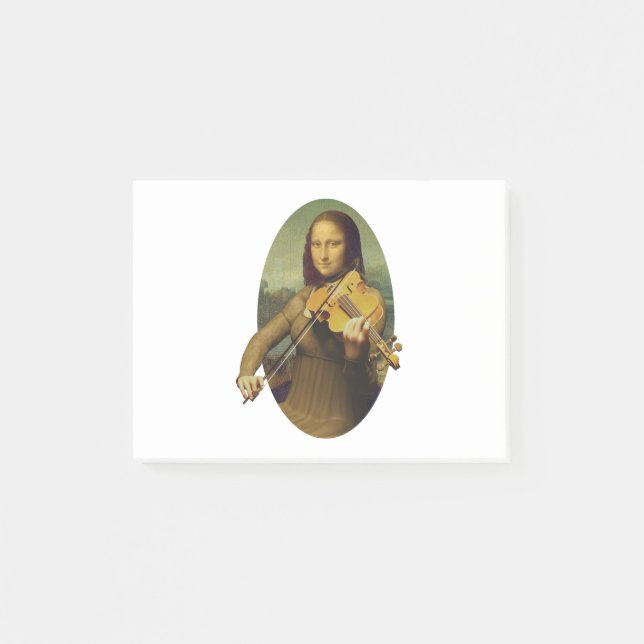 Mona Lisa Practicing Violin eller Viola Post-it Block (Framsida)