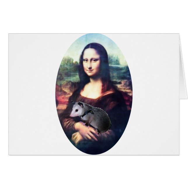 Mona Lisa pungråtta Hälsningskort (Framsidan Horizontal)