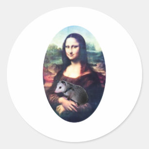 Mona Lisa pungråtta Runt Klistermärke