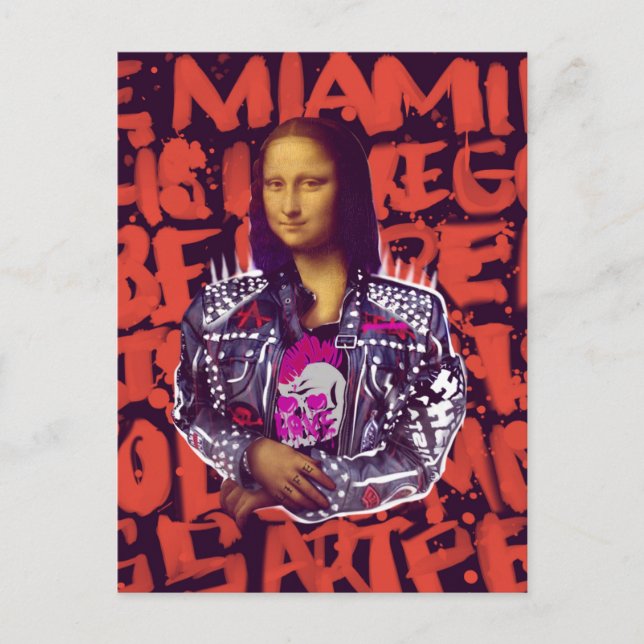 Mona Lisa Punk Art Vykort (Framsida)