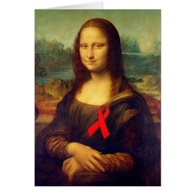 Mona Lisa Red Ribbon Hälsningskort (Framsidan)
