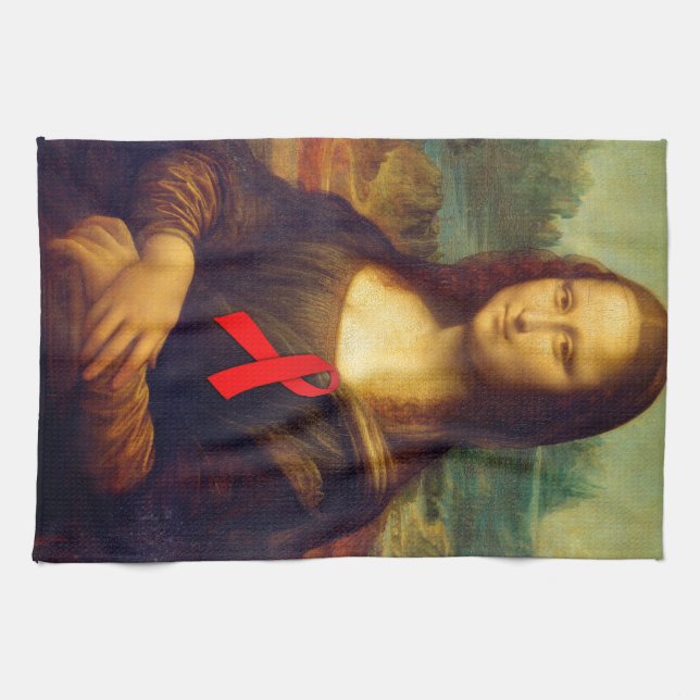 Mona Lisa Red Ribbon Kökshandduk (Horisontell)