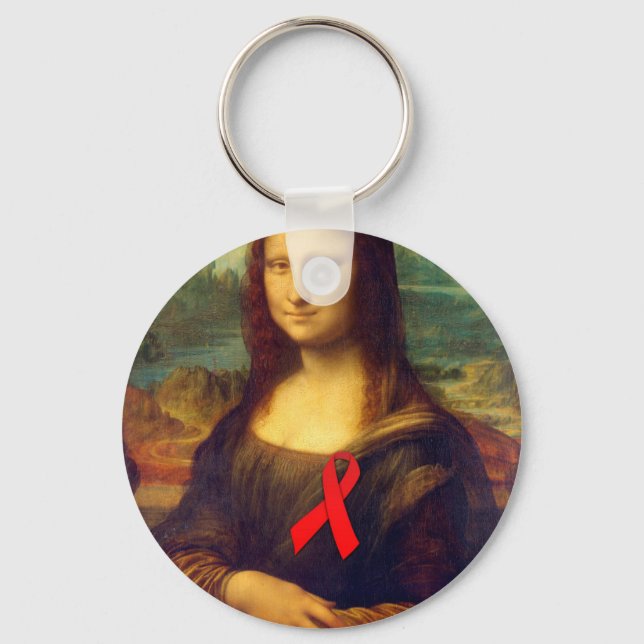 Mona Lisa Red Ribbon Nyckelring (Framsida)