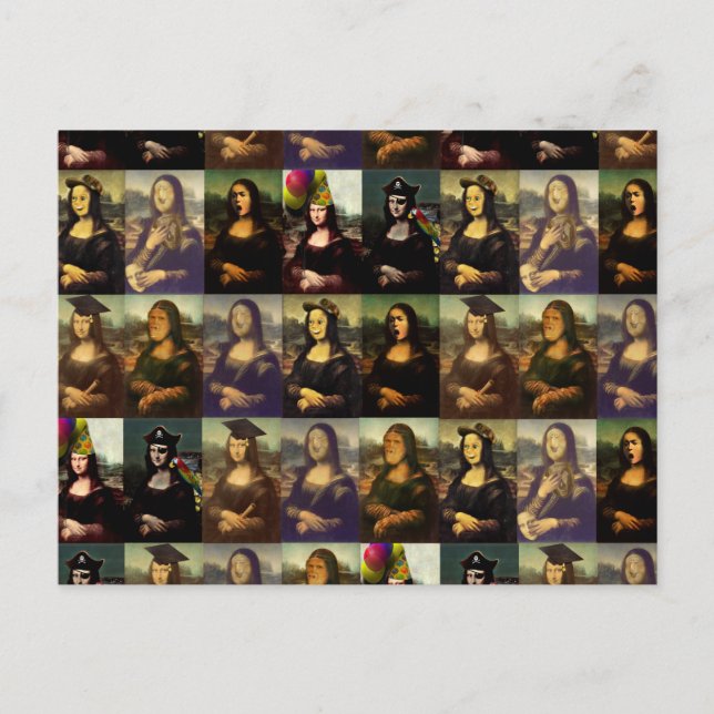 Mona Lisa Roligt Ansikte Vykort (Framsida)
