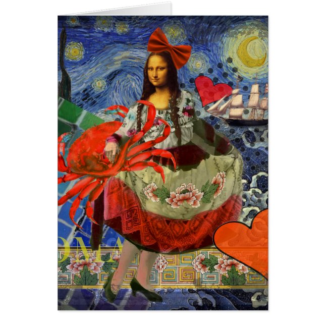 Mona Lisa Roligt Zodiac Whimsical Hälsningskort (Framsidan)